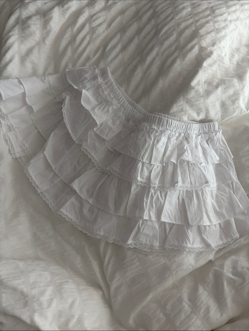 Sunday Best White “Theo” Ruffle Skirt